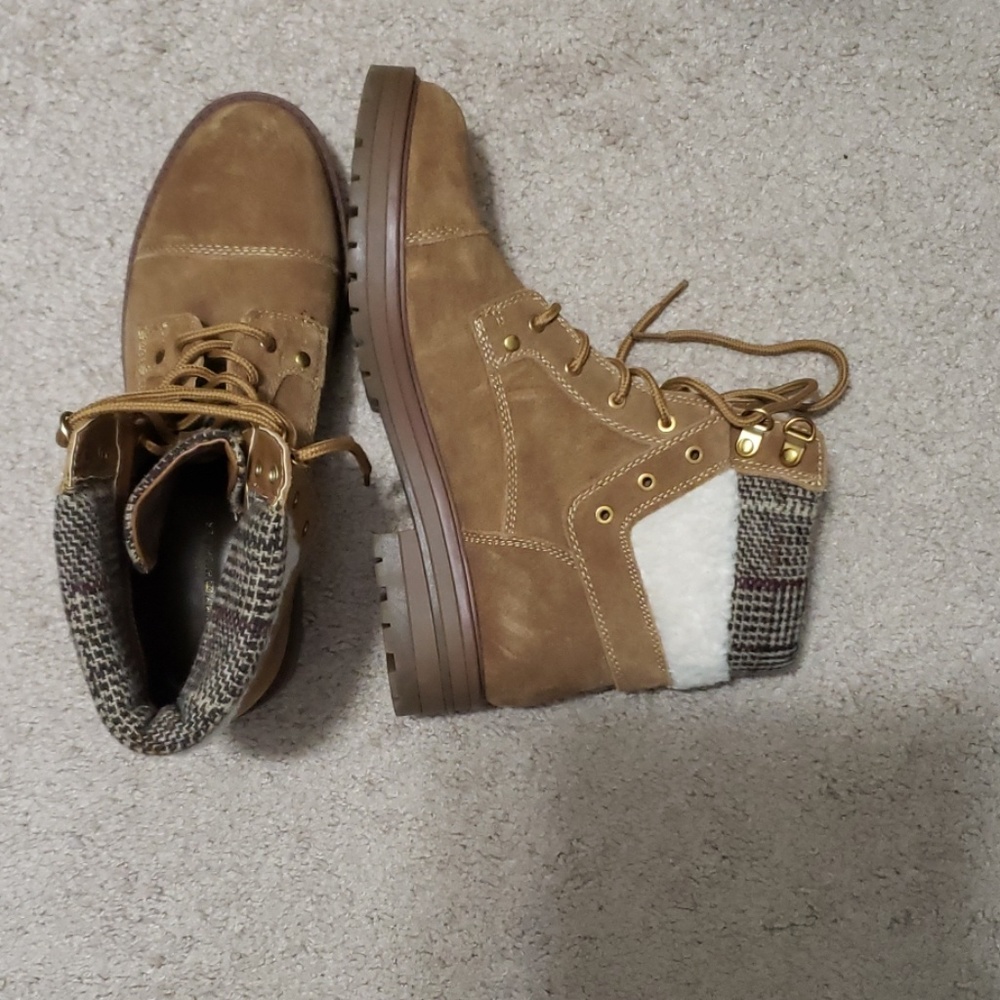 Camel suede boots